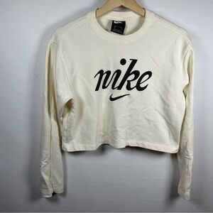 Nike Cream and Black Cropped Sweatshirt